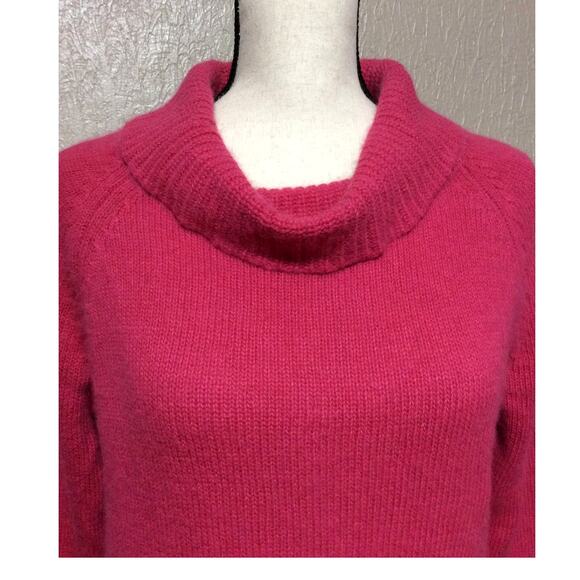 Rafaella Knit Sweater Medium Lamb Wool Angora Rabbit Cowl Neck Pink Pullover - Picture 3 of 9